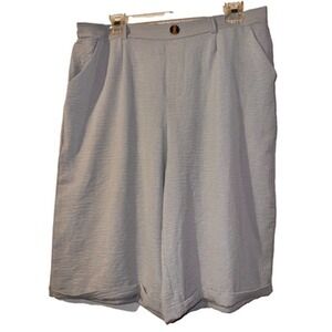 New Pantalon Plus Size XXL Gray Grey Polyester Button/Zip Shorts Casual Office